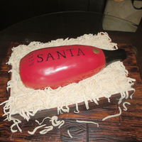 Lancers Wine Bottle Cake Wine Bottle in a wood crate.