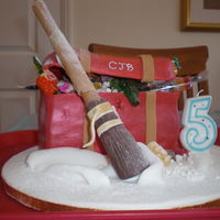 Harry Potter School Trunk My son's5th birthday cake, he wanted a harry potter trunk full of sweets to share with his friends at his party. Cake covered in sugar...