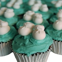 Tiffany Blue Bootie Cupcakes Designed for a baby shower, the booties are made from fondant icing. 80 pairs of tiny booties, with tiny tiny laces ...