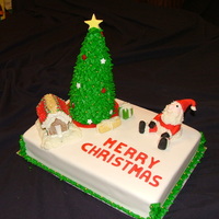 Christmas Tree Cake Christmas tree was done in krispie treats and covered in a thin layer of royal icing for stability then piped in vanilla buttercream,...
