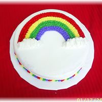 Course I - Rainbow Cake This is the cake I made for class. I am hooked and love learning about decorating cakes!