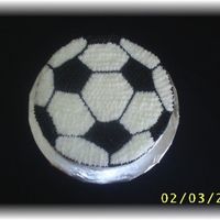 Soccer Ball Cake` This is a chocolate cake with BC icing. I did a piping gel transfer from an image I got off the internet. It just happened to be the size...