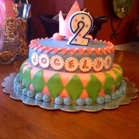 Girls Birthday The crown and name circles are gumpaste. Everything else is fondant. The client added the candle before I had a chance to get a picture....