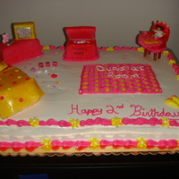 Bedroom Set full sheet cake with furniture made from rice krispies treats covered in fondant