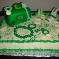 Chanel Jewelry Box Cake half sheet cake, gumpaste shoe, all edible jewels. jewelry box is cake.. my 1st time