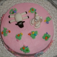 Easter Easter cake with a bunny and a sheep