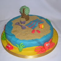 Beach Cake Donated cake for sunner fair raffle at my daughter's school. Had a lot of fun making this cake!!