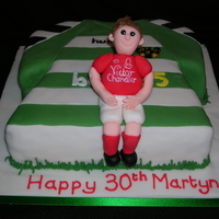 Football Shirt Cake Cake for a supporter of two different football teams- hence the two different strips!