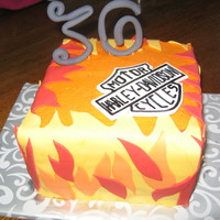 Harley Birthday This was a quick cake for a birthday. It is B/C covered in fondant flames.