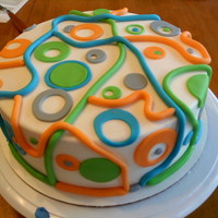 Circles And Swirls White velvet cake, BC with fondant accents