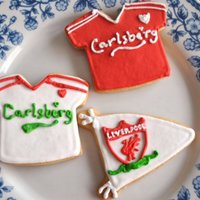 Liverpool Football Cookies I made these for my father-in-law's birthday :)