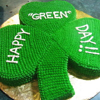 Happy "green" Day! I used a 10" heart pan to do the leaves and a loaf pan carved into the stem. I startipped the whole thing. This cake was huge but it...