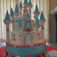 Princess Wedding Cake This is a "Cinderella's Castle" wedding cake in hot pink and turquoise made using the Wilton castle set. My first wedding...