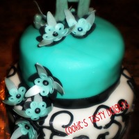 Teal And Black Wedding Cake 