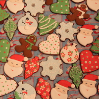 Happy Holidays! Gingerbread and chocolate cookies with royal icing.