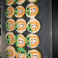 Leprechaun Cupcakes Cupcakes I made and decorated for my son's preschool class' St. Patrick's Day party. Yellow cake with colored canned vanilla...