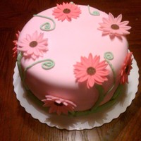 Pink Gerber Daisy Cake 