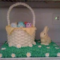 Easter 2010 Basket is vanilla cake with lemon whipped cream filling and lemon buttercream, grass is chocolate cake with white chocolate buttercream....