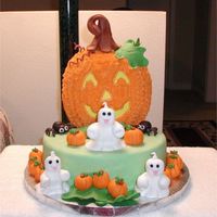 Pumpkin.jpg This a cake I did for our Halloween party. I used the marshmallow fondant to cover the cake, and wilton fondant to do the ghost and...
