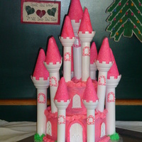 Princess Castle Cake the towers are fondant covered in sprinkles, the rest is all buttercream :)