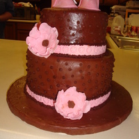 Pink/brown Baby Shower all fondant; flowers and shoes gumpaste