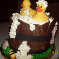 Baby Bubble Bath Shower Cake Well I studied enough of these wonderful cakes on here--thanks for all the great ideas! This is a chocolate cake and inside is caramel...