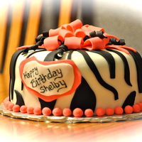 Birthday Cake 8 inch round, all fondant. My first real attempt at a bow...need some practice, lol