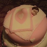 Welcome Baby Wilson! This cake was made for a friend whose wife was expecting their first child. A chocolate cake with buttercream icing underneath the MMF...