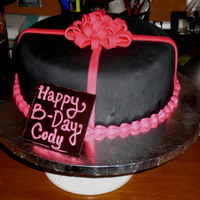 Pink And Black Cake pink and black checkerboard, buttercream, fondant