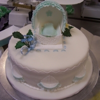 Boy Baby Shower Cake vanilla cake, buttercream, fondant, gumpaste, pastillage, ribbon