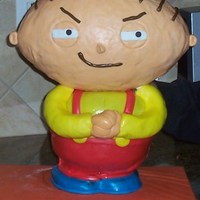 Stewie Birthday Cake Stewie from Family Guy for my son's birthday. The first time that I carved a cake. I learned a lot. Like you need something sturdier...