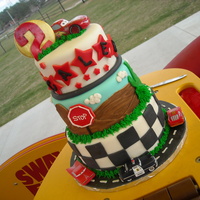 Cars Cake This was for my son's 2nd bday....I was so excited about making him a caddy wompas Wiggles cake, but when the time came, he hadn'...