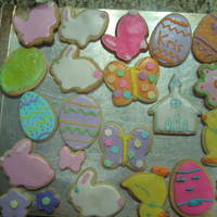 Easter Cookies sugar cookie, some with Meringue Powder Buttercream and some with Marshmallow fondant.