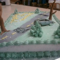 Car Accident Cake This cake was created to welcome back a teacher at my sisters cosmotology school. She had slid on black ice in her new car the week before...