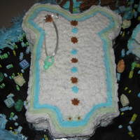 Baby Shower Baby shower cake for my future grandson made of yellow cake from scratch and buttercream frosting. Only used the choo-choo train and bottle...