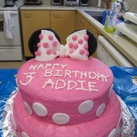 Minnie Mouse Birthday Cake My daughters birthday cake. First time making a 2 tier cake.