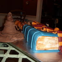 Harry Potter Cake 1st fondant attempt... I couldn't write anything on the cake and I missed that. All parts are edible and was made with MMF. The hat is...