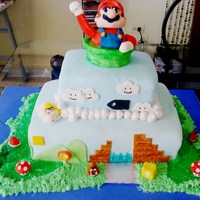 Super Mario Bros. Hand Painted. Delicious Cookies & Creme cake.