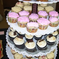 Cupcake Tower Of Yummyness! Chocolate, pumpkin and vanilla cupcakes for a craft fair at work!