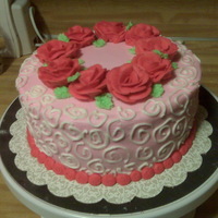 Roses For Valentine's Day This Valentine's cake was for a customer who wanted all buttercream decorations. It''s modeled after a Wilton design, only...