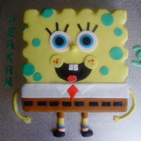 Sponge Bob Sqaure Pants i made this cake using a 10' sqaure to make the indentation around the cake i used a apple corer it worked wonderfull lol..had fun...