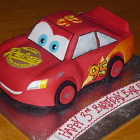 Lightning Mcqueen chocolate mud cake centre