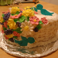 Wilton 2 basket weave color flow bird and royal icing flowers