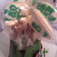 Cookies & Choc. Candy NFSC on a stick along with choc. candy bears on a stick.