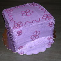 Square Flower Cake Buttercream icing; with chocolate flowers