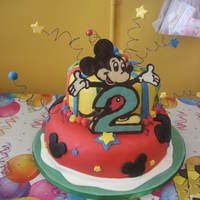 Mickey Mouse Birthday Cake This was done this last weekend for a birthday party that was thrown for my good friend's son who was turning two. The 12" bottom...