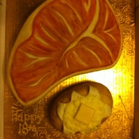 Steak And Potato Chocolate cake with buttercream frosting and painted fondant.