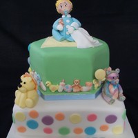 Baby Boy Christening Cake 2 tier cake, all hand made using sugar paste