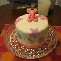 My First Fondant Cake MMF, with 2 6" chocolate cakes, and a homemade chocolate butter cream.