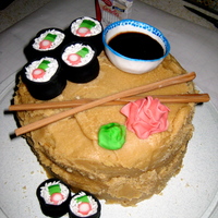 Sushi Cake Spice cake with caramel icing